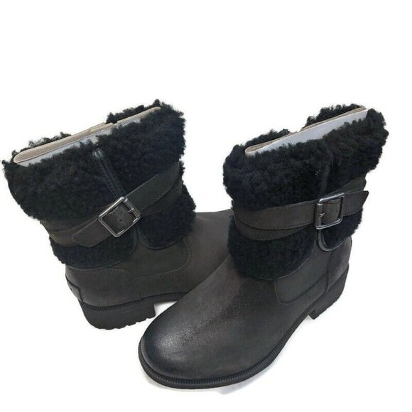 UGG Blayre III Leather Sheepskin Boots Womens Size 5 Waterproof 1095153 Black - Picture 8 of 8